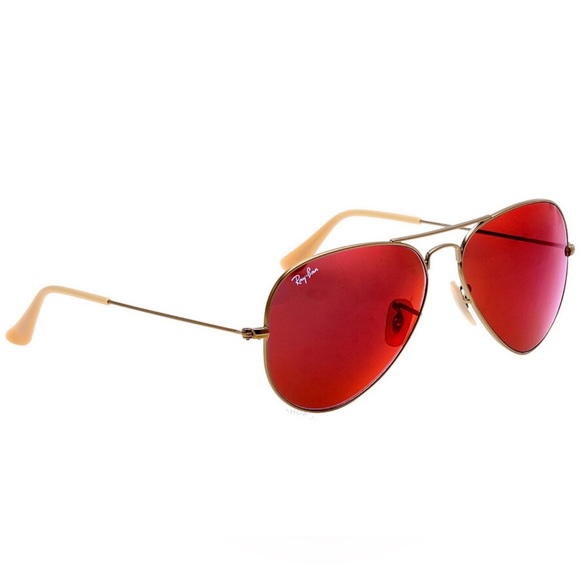 NEW Ray Ban Aviator Orange Red Mirrored Sunglasses - Picture 6 of 9